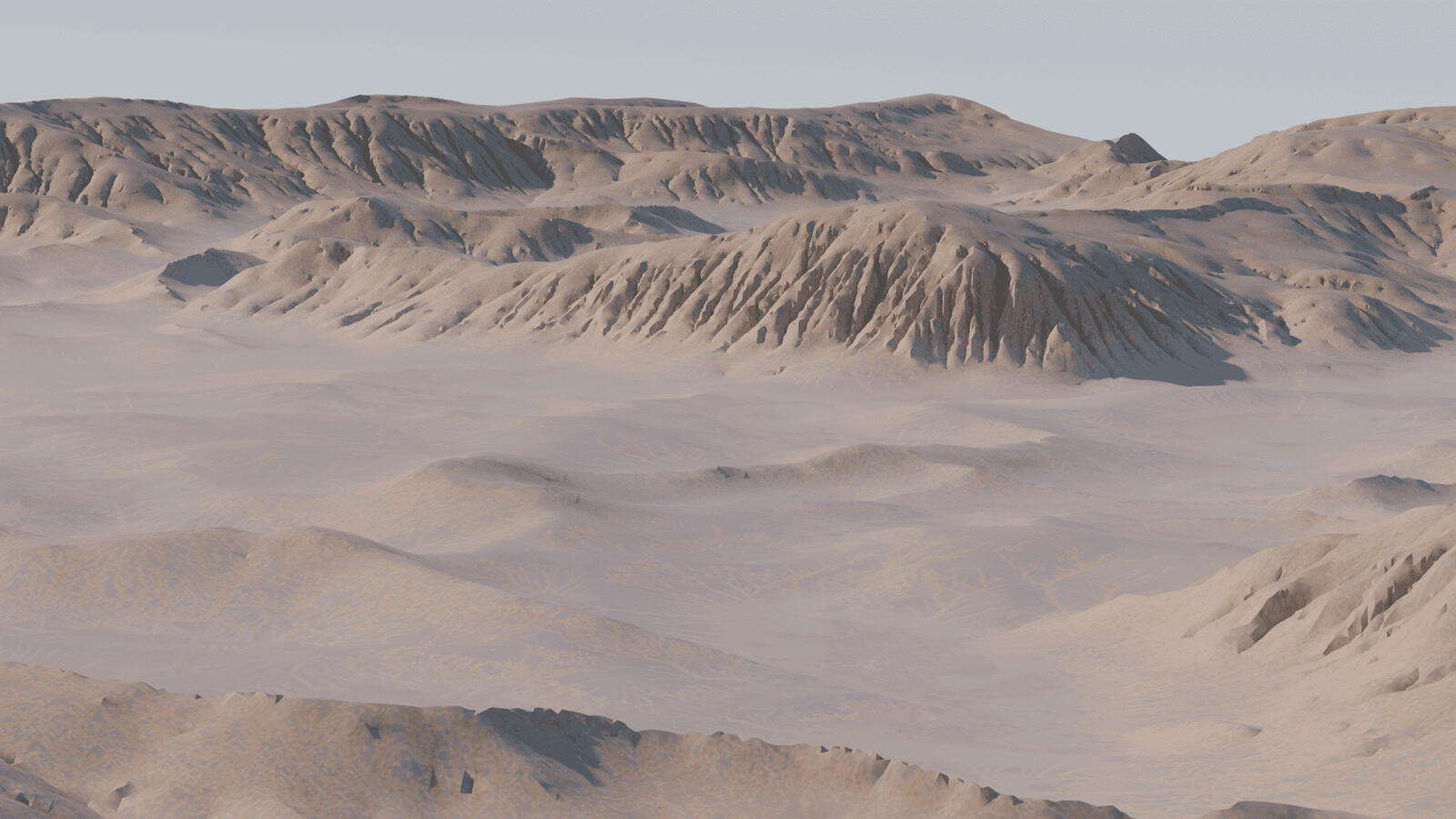 Sandy dunes and mesas